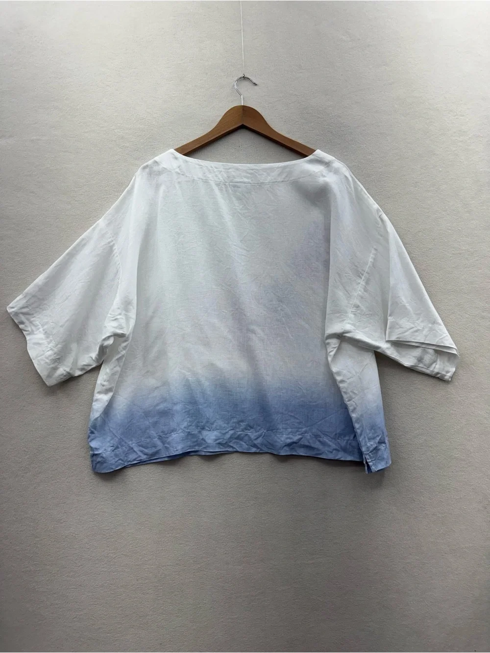 Pure Jill Linen Blouse Women’s Large Floral Watercolor Purple Boxy Top Boho - Picture 2 of 6